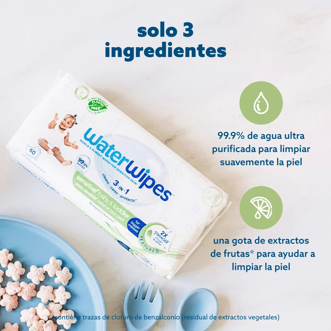 3 paquetes Toallitas húmedas WaterWipes Textured Clean 180unds