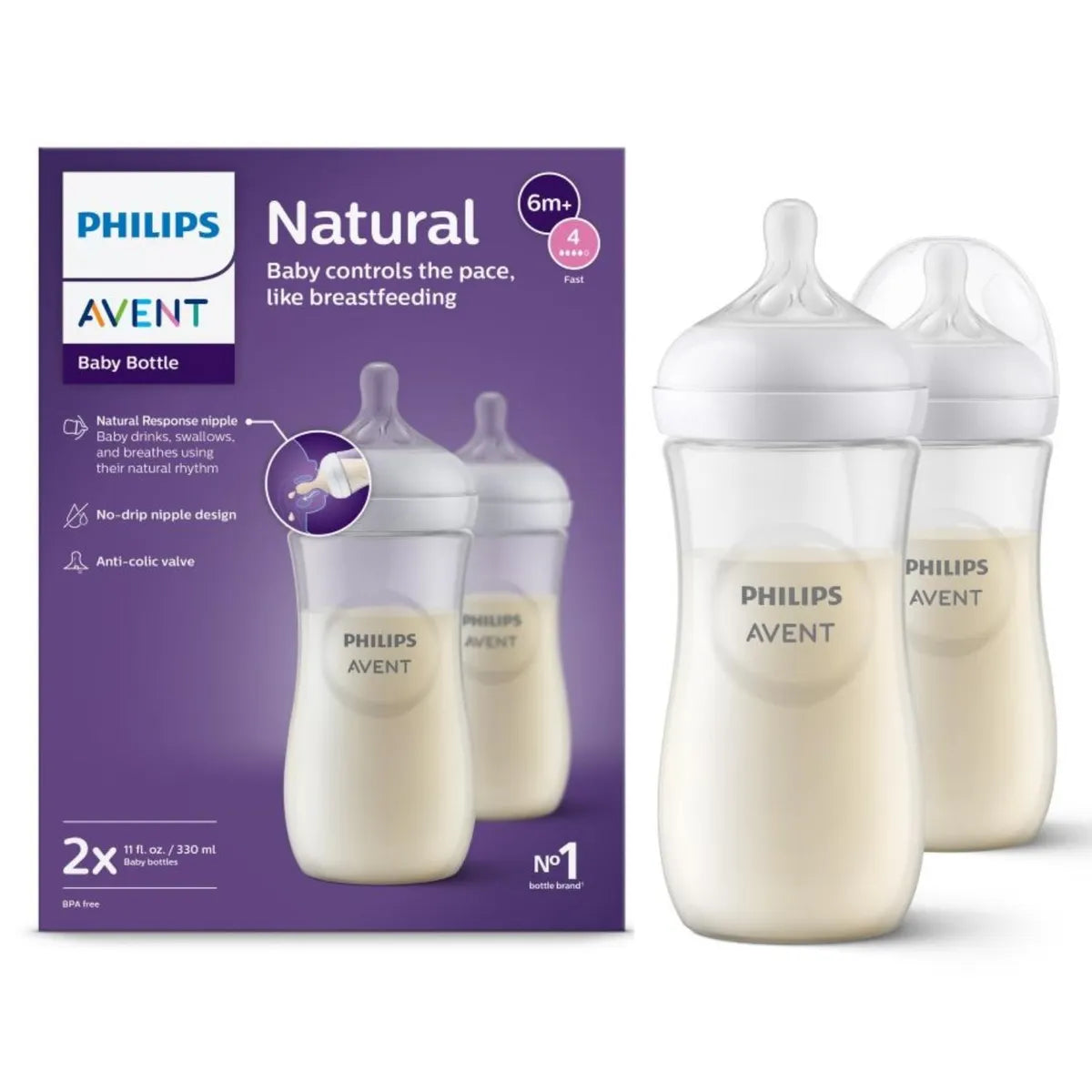 Pack 2 Mamaderas Natural Response Avent 330ml 6m+