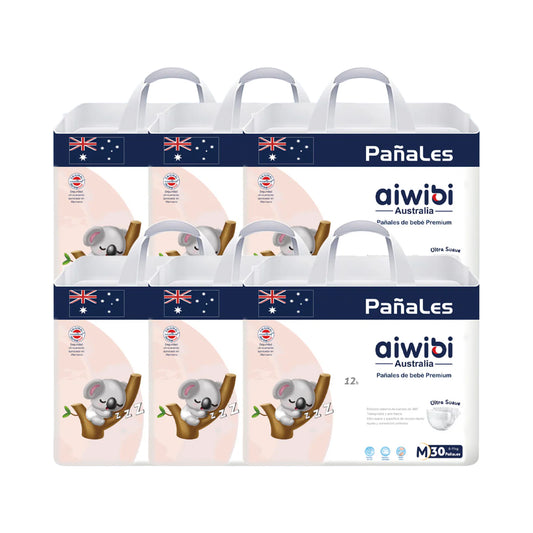 Manga 6 paquetes pañales Aiwibi bebé Premium Talla M - 180und